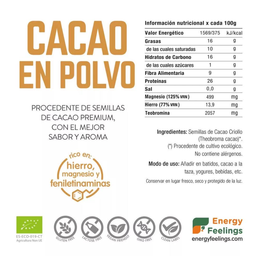 Cacao en polvo sin azúcar ECO Energy Feelings 200 g