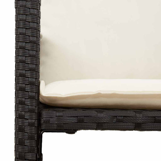 Set Bar Jardín Con Cojines 7 Pzas Ratán Sintético Acacia Negro / Vetonek_0