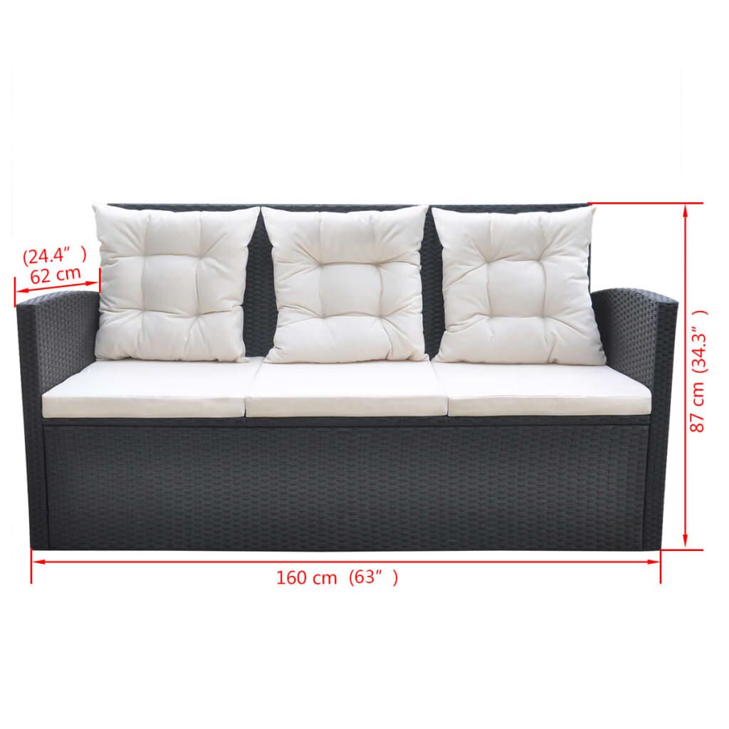 Vidaxl Set Comedor De Jardín 6 Piezas Y Cojines Ratán Sintético Negro_2
