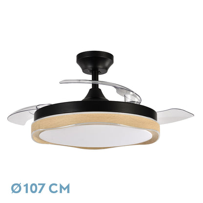 Ventilador Dc Blondi Negro/madera 3aspas107d 7200lm 6vel 3000k,4500k,6000k Remoto+temporizador+memoria_0