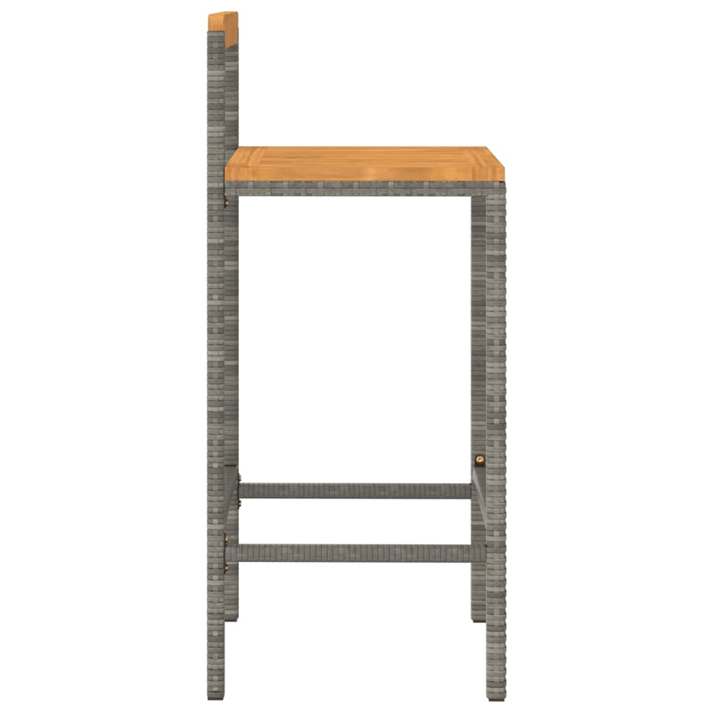 Taburetes Altos 2 Uds Madera De Acacia Y Ratán Sintético Gris_3