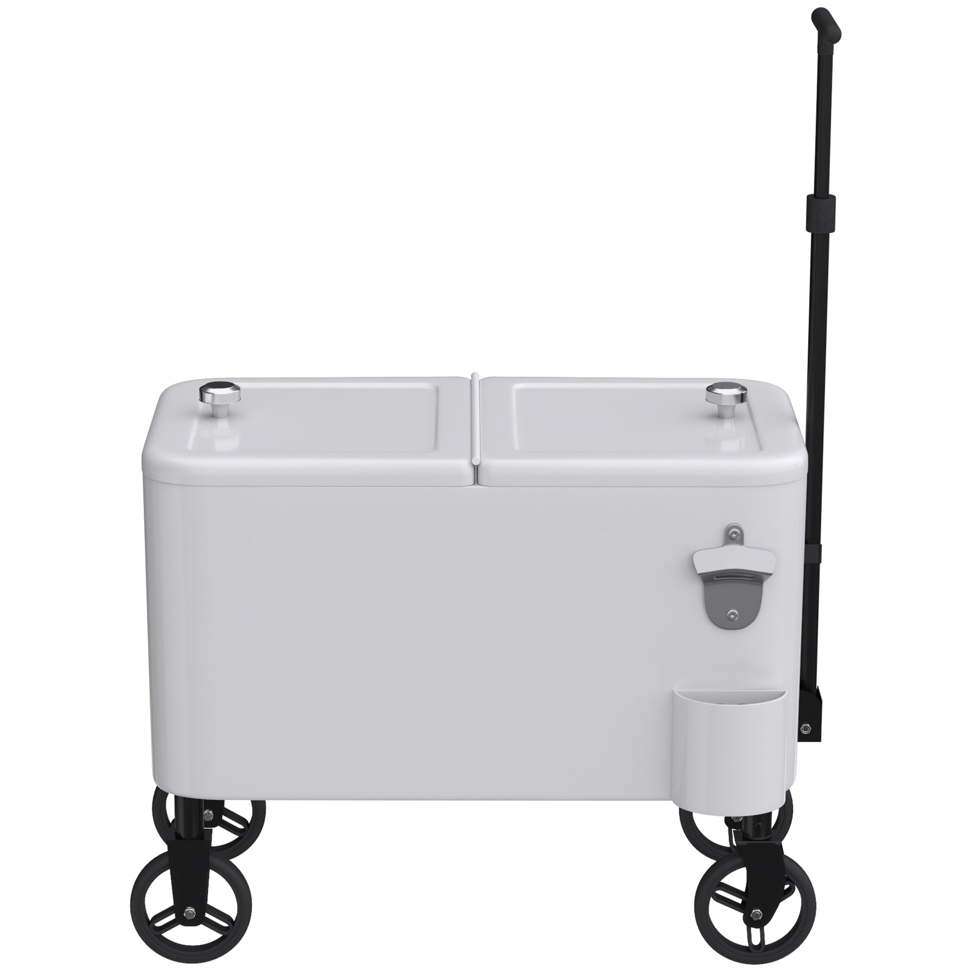 Outsunny Carrito Nevera De 56l Con Ruedas Mango Ajustable Abrebotellas Blanco_3
