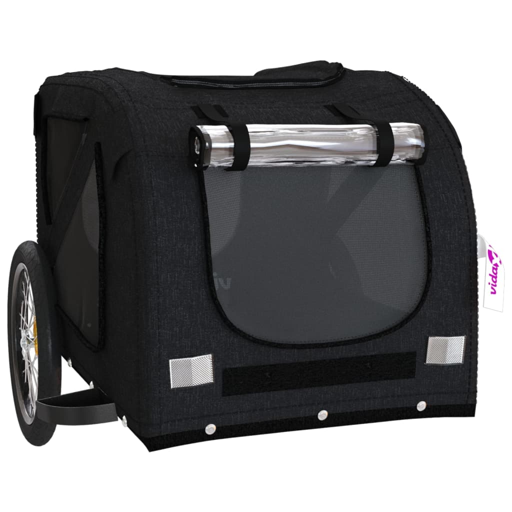 Remolque De Bicicleta Mascotas Hierro Tela Oxford Negro_4
