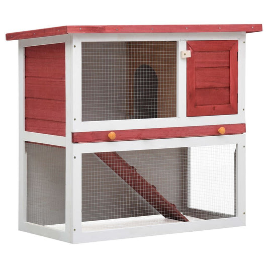 Vidaxl Jaula Conejera Con 1 Puerta Madera Rojo_0