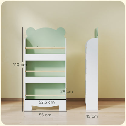Aiyaplay Librería Infantil De 3 Niveles Diseño De Osito Verde_2
