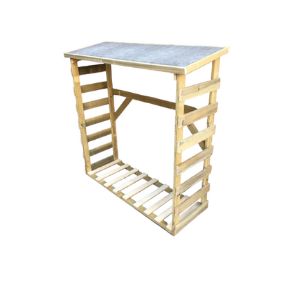 Leñero De Madera Aro Con Tela Asfáltica Vidahuerto 150x50x150 Cm_0