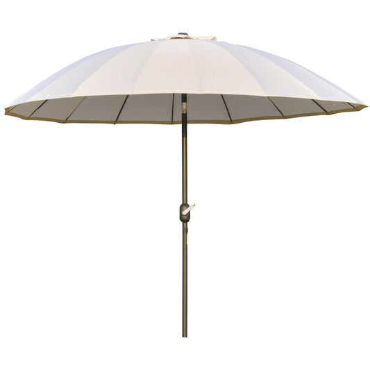Outsunny Sombrilla De Jardín Ø2,5x2,4 M Con Manivela Y Poste Inclinable Crema_0