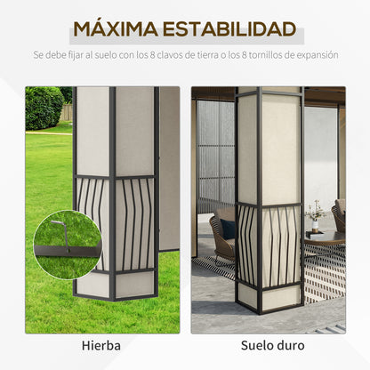 Outsunny Cenador De Jardín 3,6x3 M Con Techo De Policarbonato Y Protección Solar_5