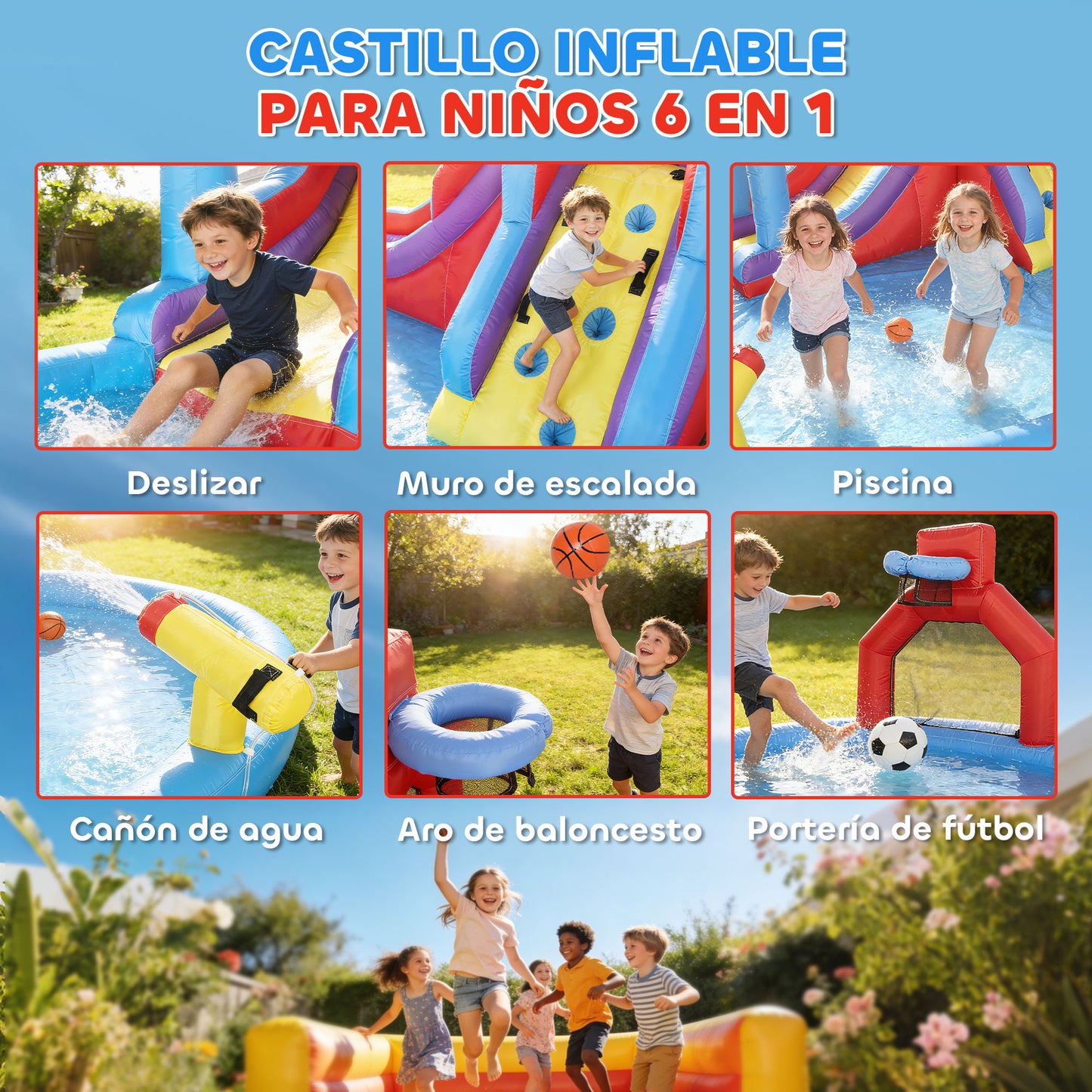 Aiyaplay Castillo Hinchable Acuático Con Soplador 550w 6 En 1 Tobogán Piscina_3