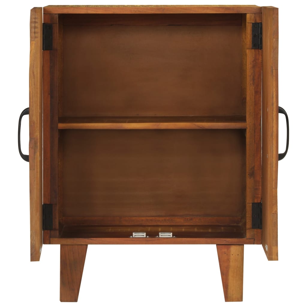 Aparador Tallado A Mano Madera Maciza Reciclada 55x30x75 Cm._1
