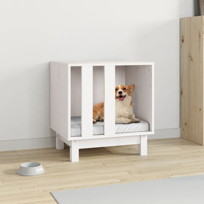 Vidaxl Caseta Para Perros Madera Maciza De Pino Blanco 50x40x52 Cm_1