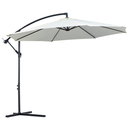 Outsunny Parasol Excéntrico Ø300 Cm Inclinable Con Manivela Para Jardín Crema_0
