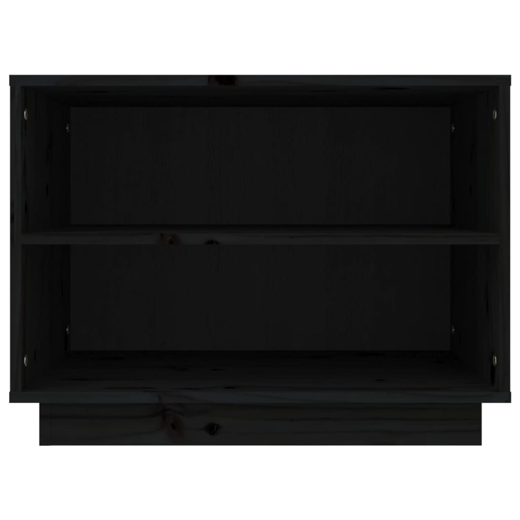 Armario Zapatero De Madera Maciza De Pino Negro 60x34x45 Cm / Vetonek_0