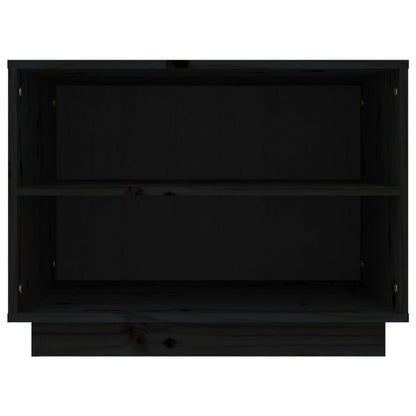 Armario Zapatero De Madera Maciza De Pino Negro 60x34x45 Cm / Vetonek_0