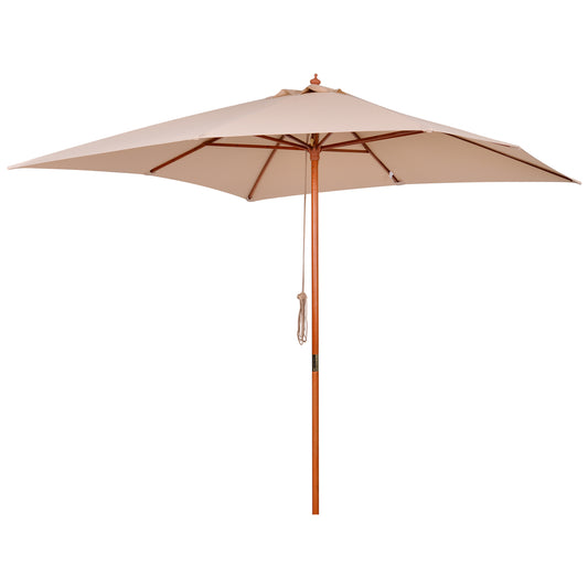 Outsunny Parasol De Jardín Con 8 Varillas De Bambú Y Ángulo Ajustable 3x3m Beige_0
