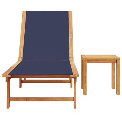 Tumbona Con Mesa Madera Maciza De Acacia Y Textileno Azul / Vetonek_4