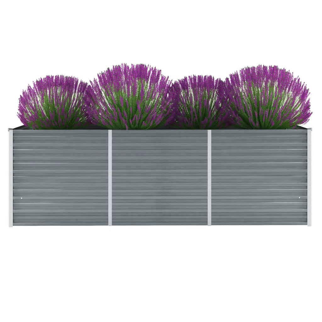 Arriate De Jardín De Acero Galvanizado Gris 240x80x77 Cm_1
