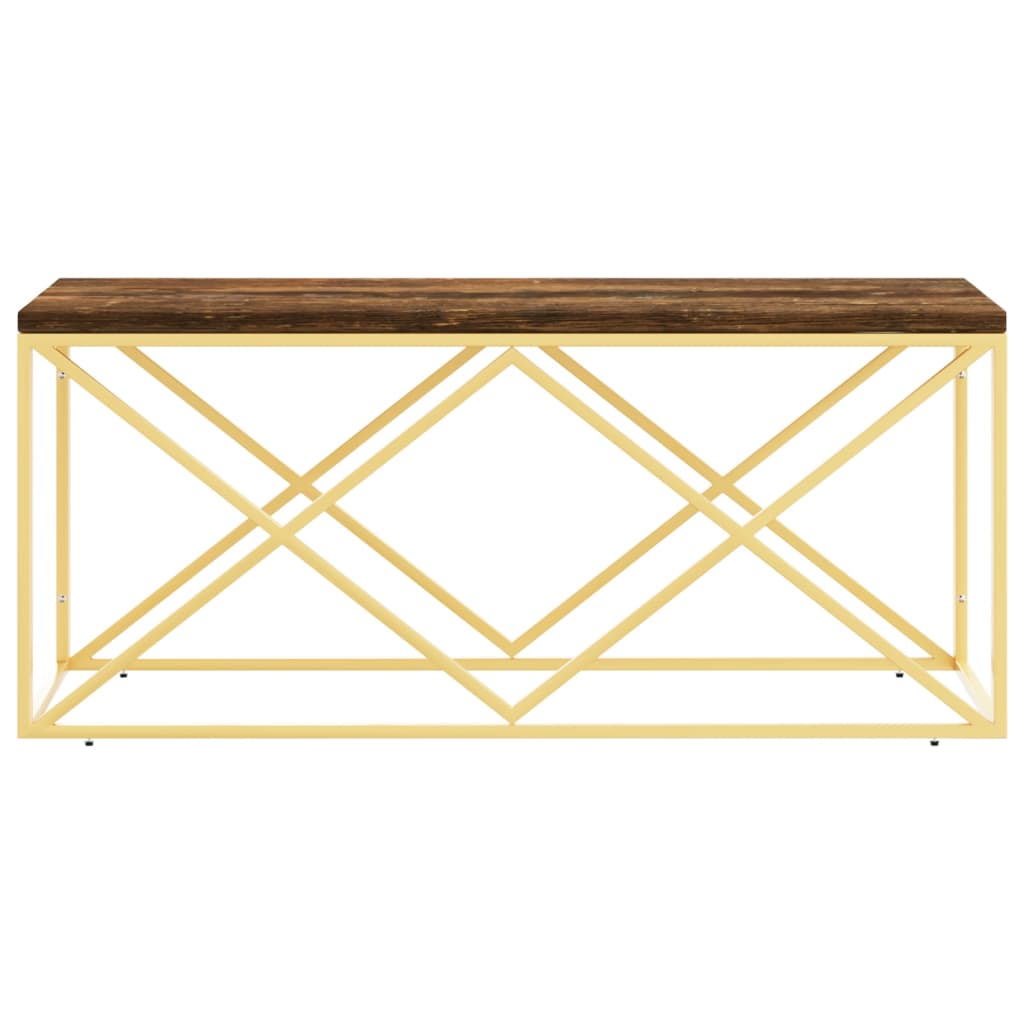Mesa De Centro Acero Inoxidable Y Madera Maciza Reciclada_1