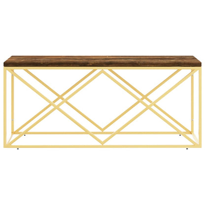 Mesa De Centro Acero Inoxidable Y Madera Maciza Reciclada_1