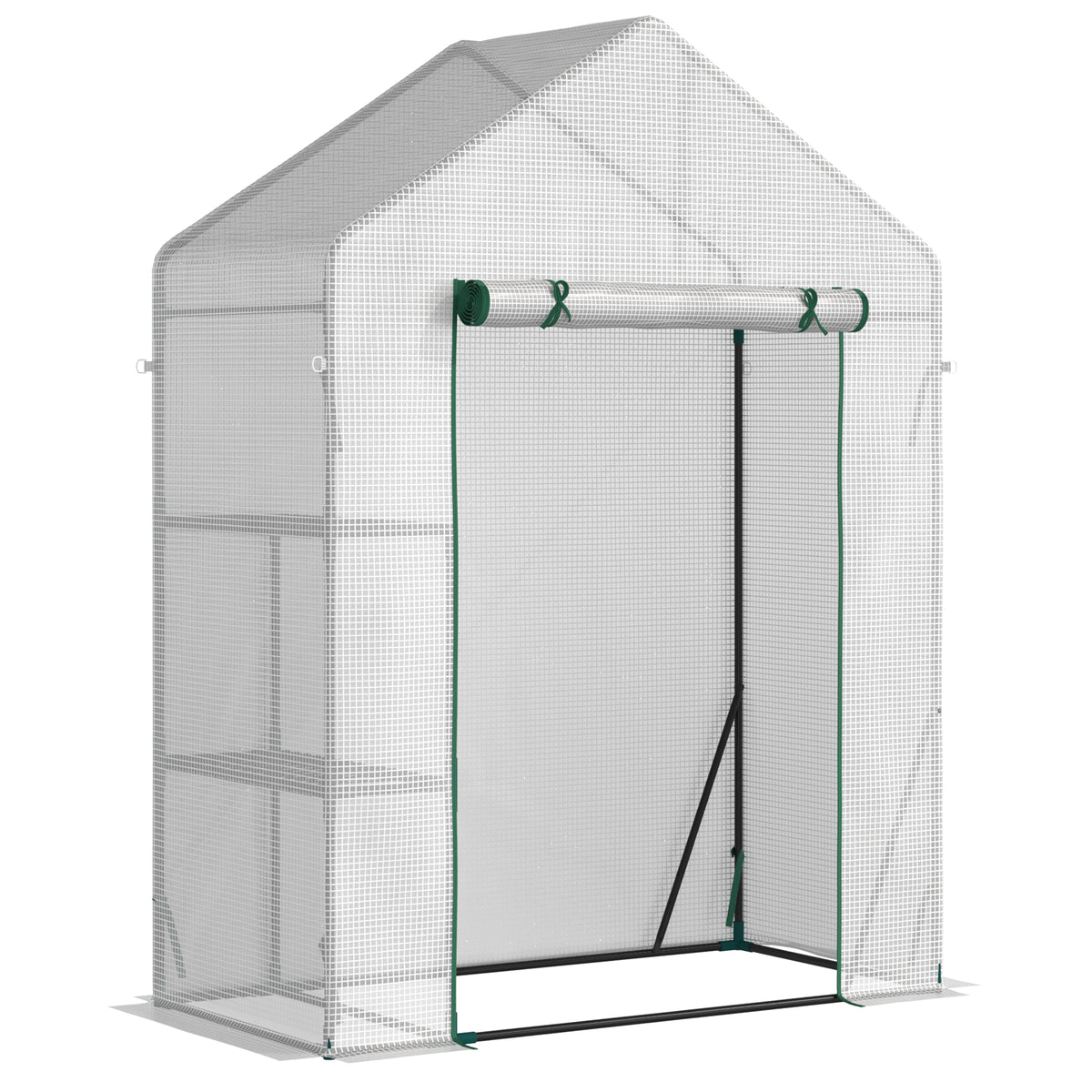 Invernadero De Jardín Con 2 Estantes Outsunny 143x73x195 Cm Blanco_0