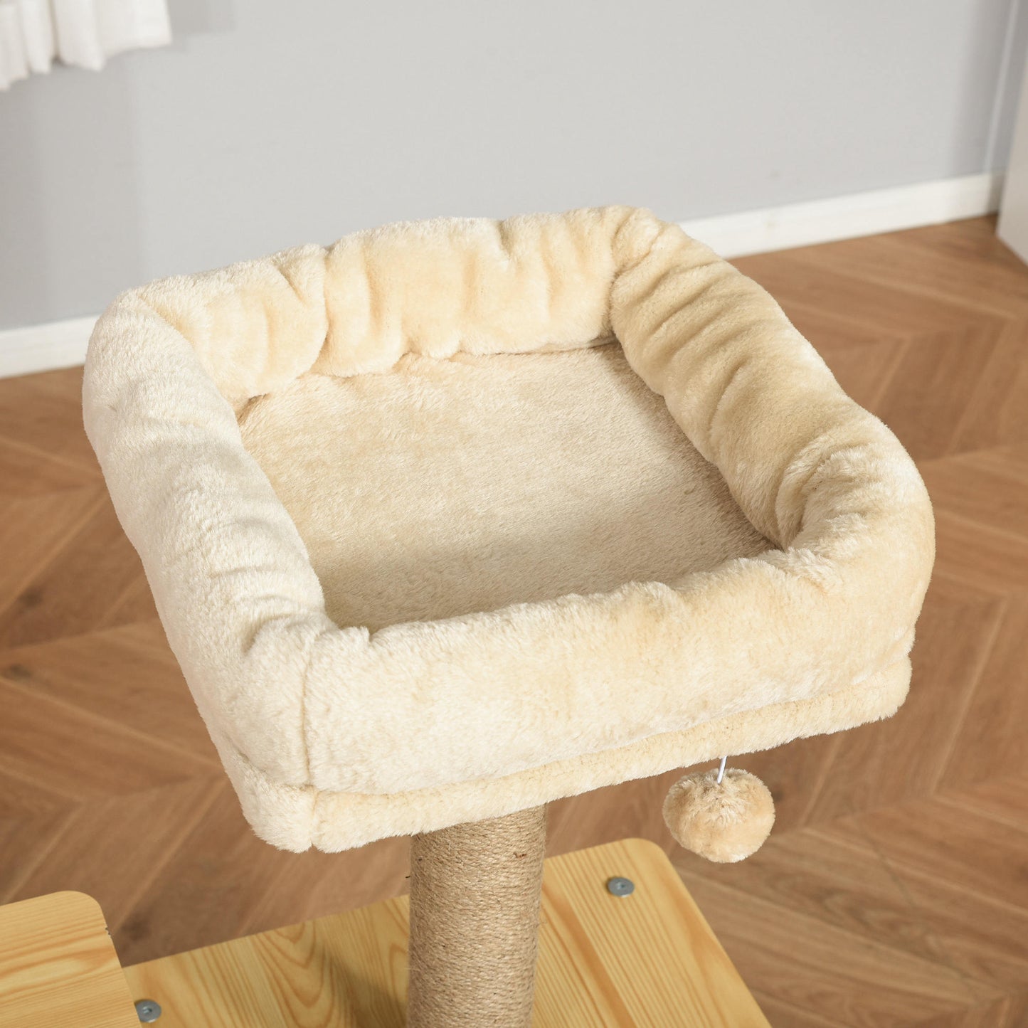 Pawhut Árbol Rascador Para Gatos Con Plataformas Hamaca Escalera Cueva 60x40x130_4