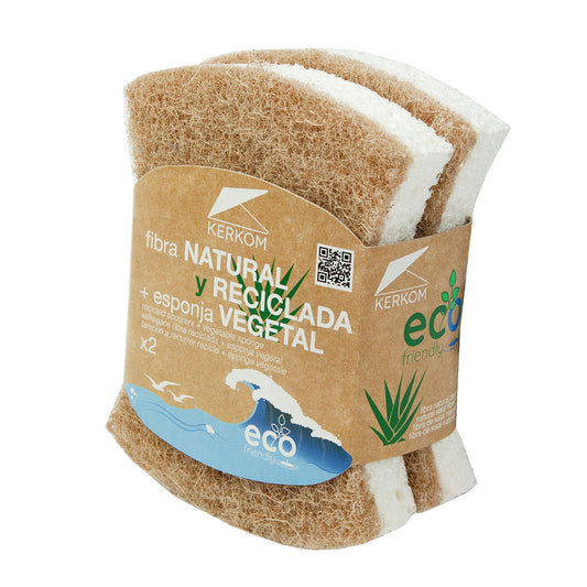 2 estropajos con esponja vegetal Ergo Eco Friendly Kerkom