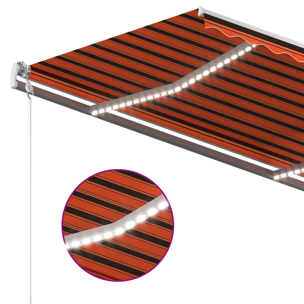Toldo Automático Led Sensor De Viento Naranja Marrón 300x250 Cm_4