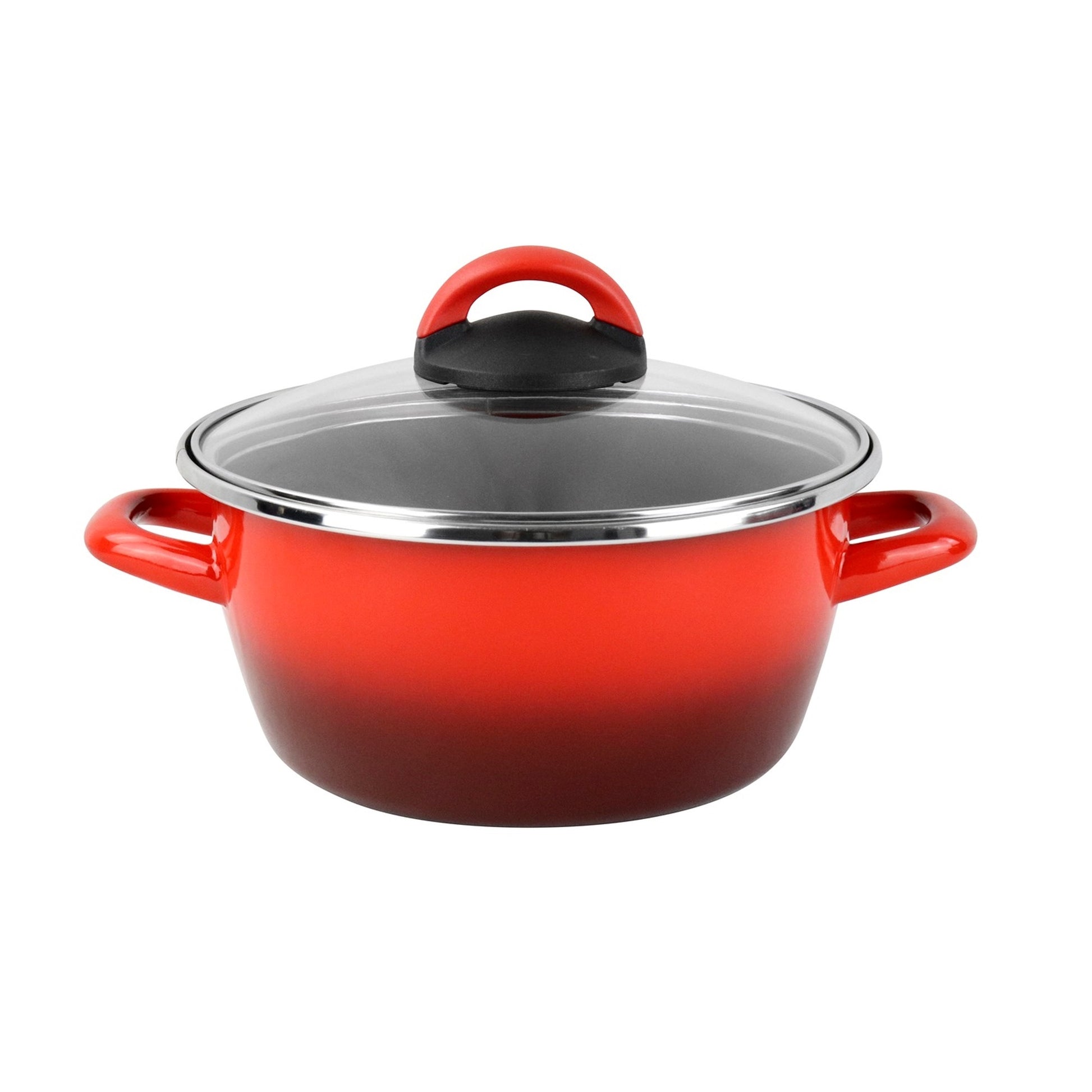 Cacerola 'sr' Ø28cm Con Tapa Vidrio Rojo Magefesa