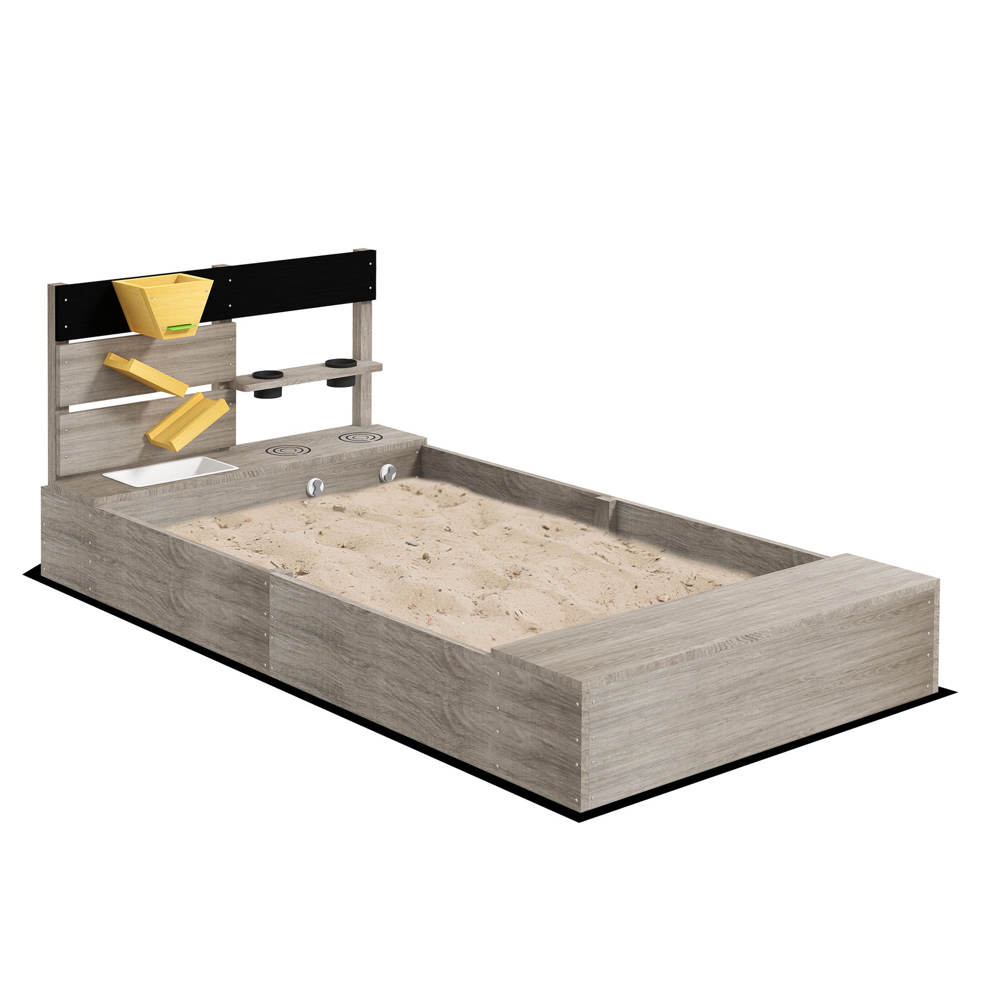 Outsunny Arenero Para Niños De Madera Con 2 Asientos 154x80x60 Cm Gris_0