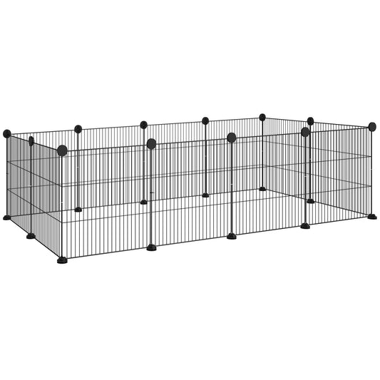 Pawhut Valla Metálica Para Mascotas Con 12 Paneles Diseño Diy 140x70x35 Cm Negro_0
