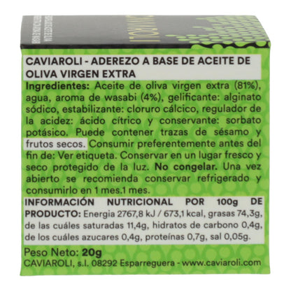 Esferas gelificadas de aceite de oliva virgen extra y wasabi Caviaroli 20g