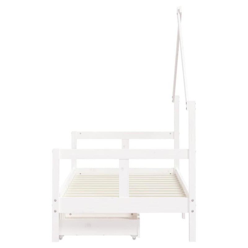 Vidaxl Estructura Cama Infantil Y Cajones Madera Pino Blanco 80x160 Cm_5