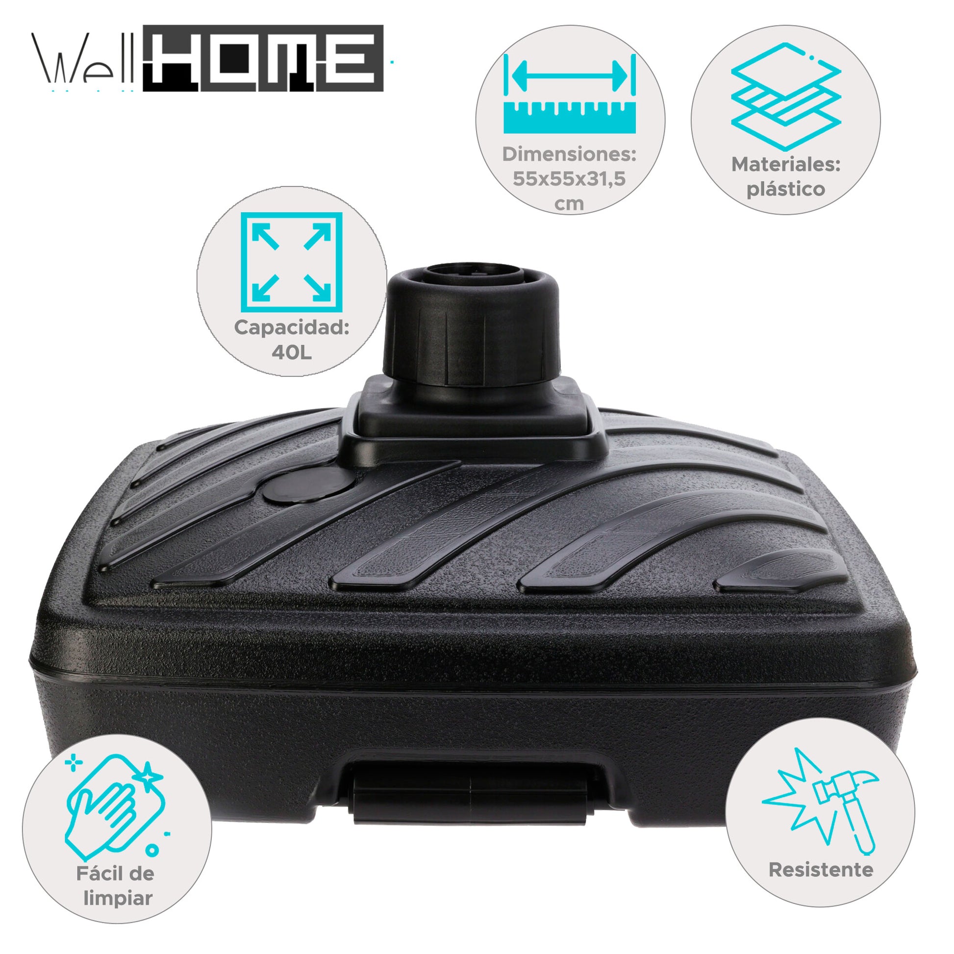 Well Home Soporte Para Sombrilla Cuadrado Capacidad De 40l