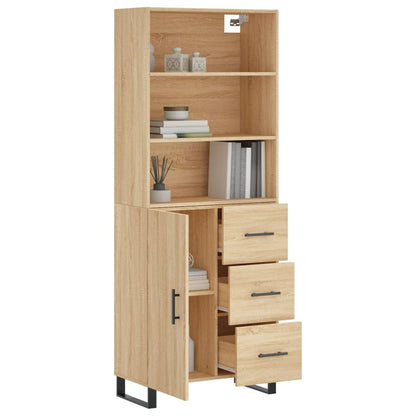 Aparador Alto Madera Contrachapada Color Roble 69,5x34x180 Cm_2
