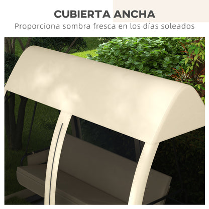 Outsunny Columpio De Jardín De 3 Plazas Convertible En Cama 240x140x197cm Beige_5
