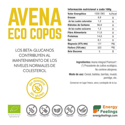 Copos de Avena ECO sin gluten Energy Feelings 500 g