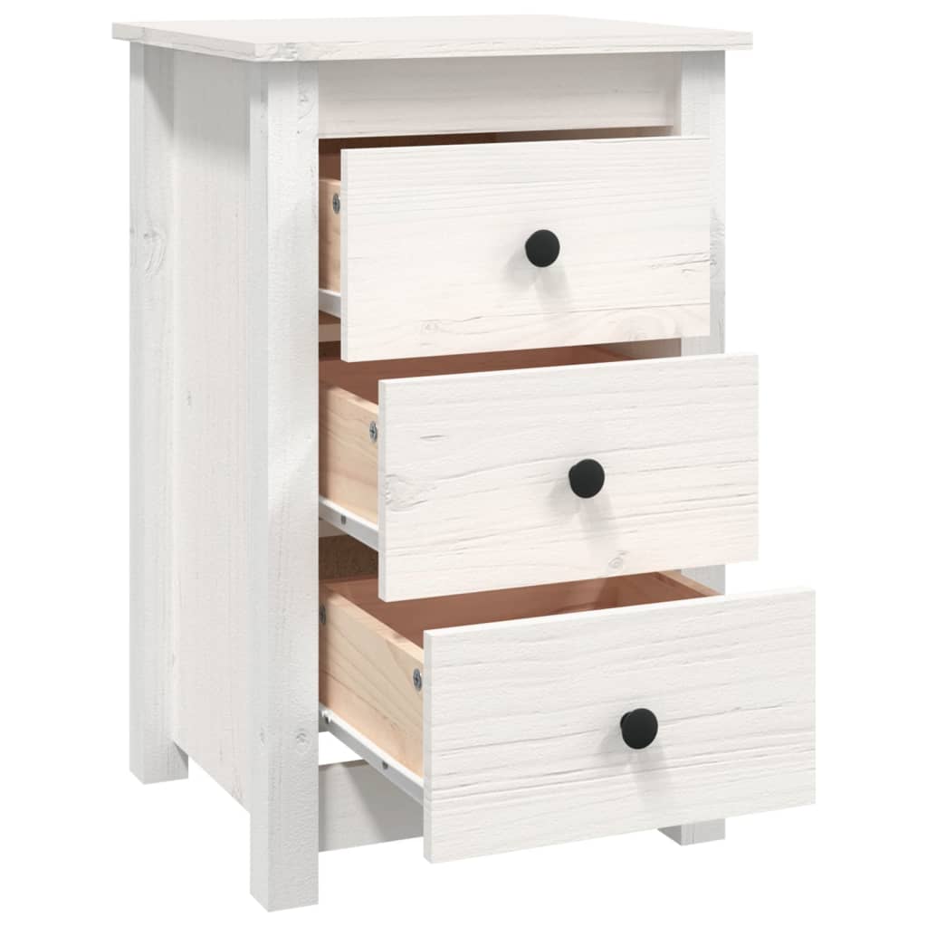 Mesitas De Noche 2 Uds Madera Maciza Pino Blanco 40x35x61,5 Cm_3