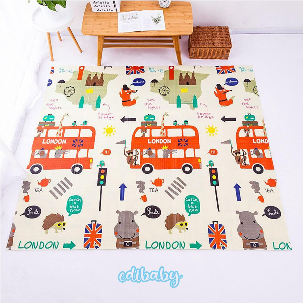 Alfombra Bebe, 1.5cm Grosor, Diseño Infantil, 200 X 180 Cm, Acolchada De Xpe, Reversible_5