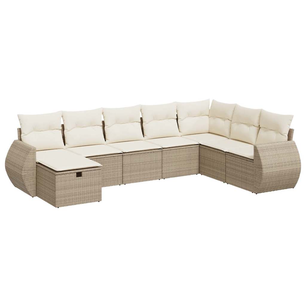 Set De Sofás De Jardín Y Cojines 8 Piezas Ratán Sintético Beige / Vetonek_1