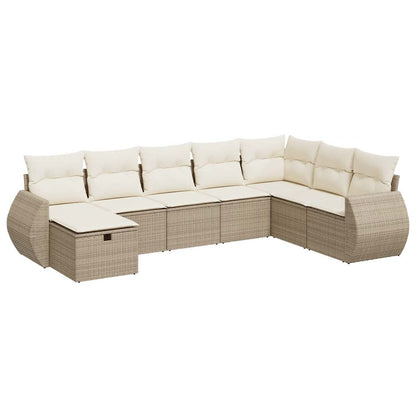 Set De Sofás De Jardín Y Cojines 8 Piezas Ratán Sintético Beige / Vetonek_1