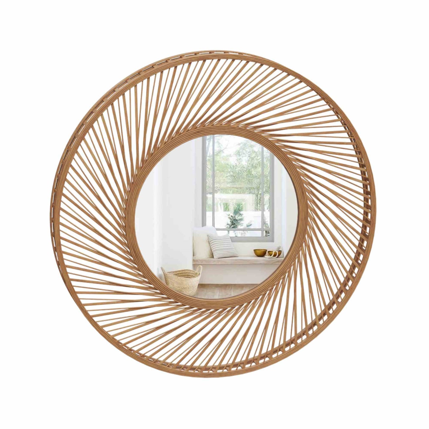 Espejo Espiral Vidhay En Bambú Ø71,7x6,8