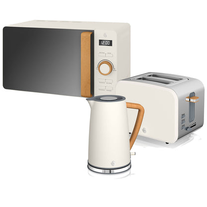 Swan Nordic Set Desayuno, Hervidor Agua 1,7l, Tostadora 2 Rebanadas, Microondas 20l Digital, Strp1060whtneu, Blanco_0
