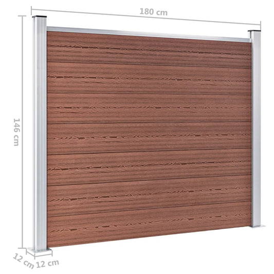 Set De Panel De Valla Wpc Marrón 353x146 Cm / Vetonek_0