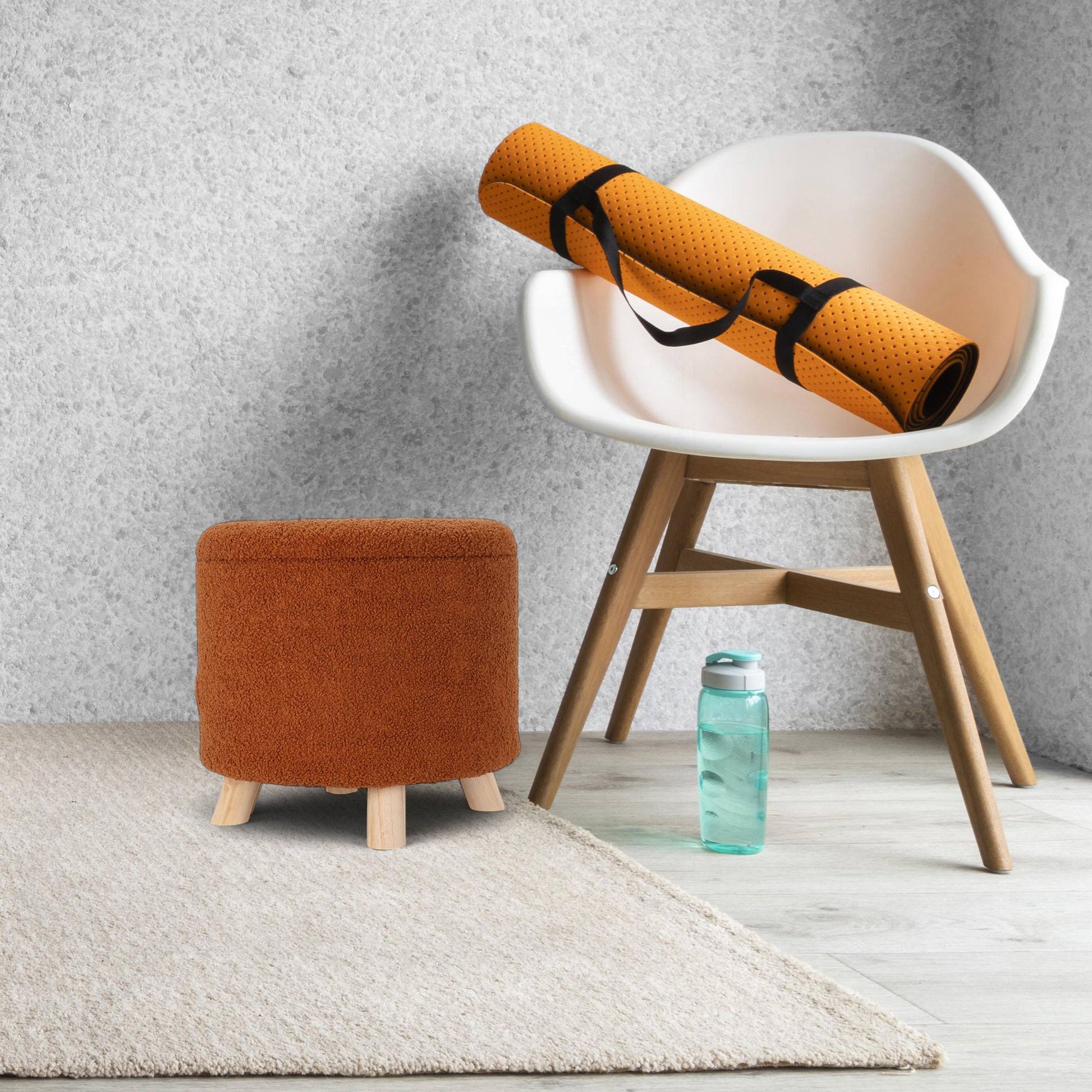 Well Home Taburete De Almacenamiento 100% Poliéster Ø40x37cm De 18l Color Marrón_2