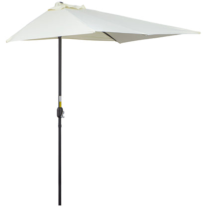 Outsunny Media Sombrilla 230x130x245 Cm Parasol De Pared Con Manivela Beige_0