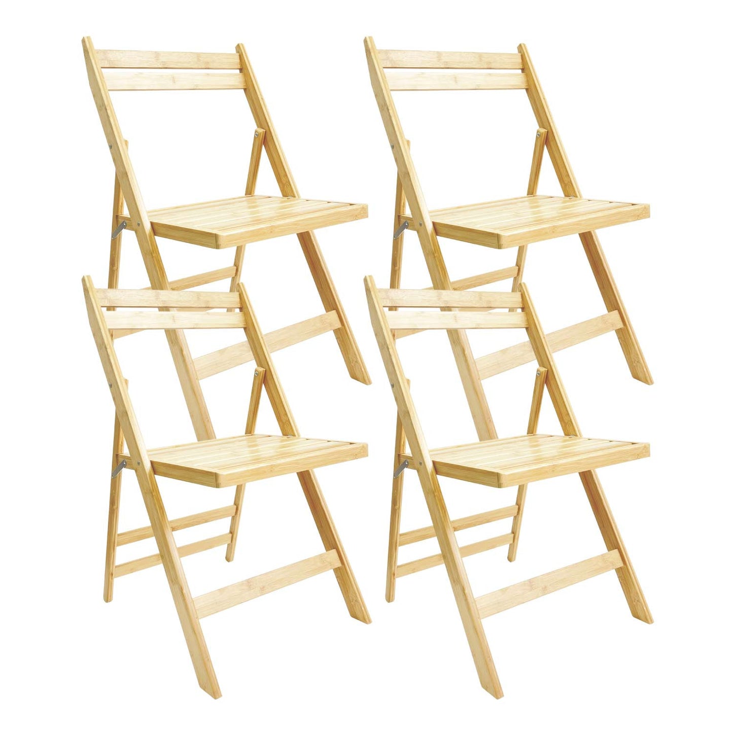 Pack 4 Sillas Plegables De Madera De Bambú 42.5x47.5x79cm O91_0