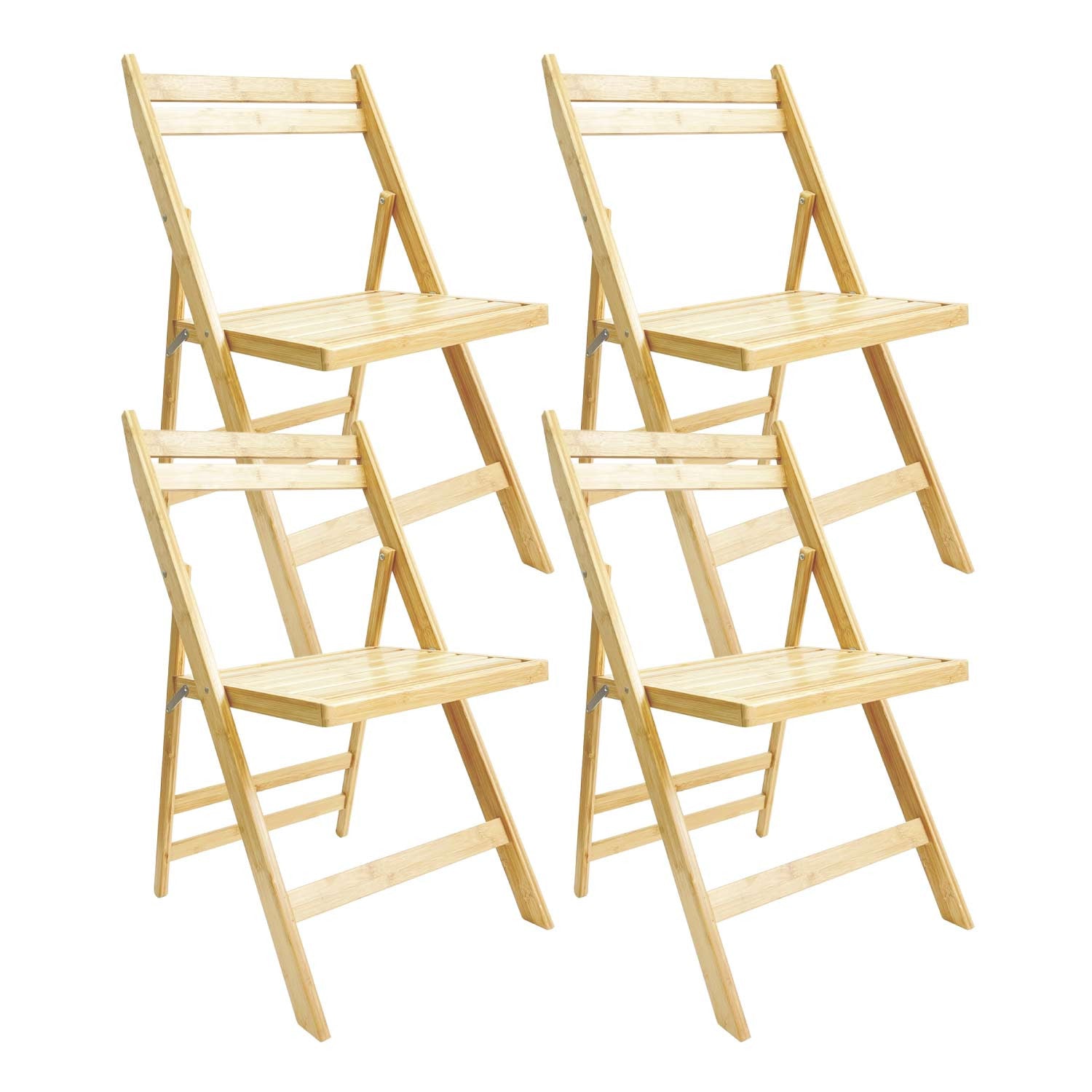Pack 4 Sillas Plegables De Madera De Bambú 42.5x47.5x79cm O91_0