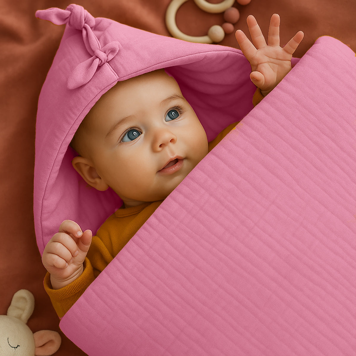 Nido De Bebé  En Algodón Bio Rosa_1