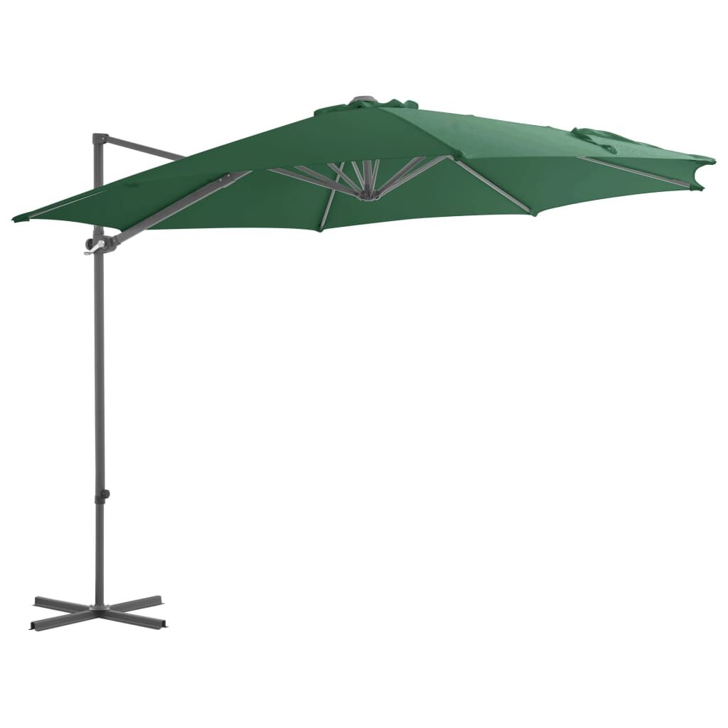 Vidaxl Sombrilla Jardín Voladiza Palo De Acero Verde 300 Cm_0