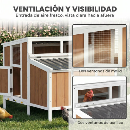 Pawhut Gallinero Para Exterior De Madera 145x90x92 Cm Para 2-4 Gallinas Marrón_3